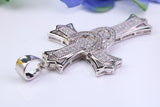 58 mm Long Cubic Zirconia Encrusted Cross Necklace, made from solid Sterling Silver