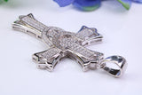 58 mm Long Cubic Zirconia Encrusted Cross Necklace, made from solid Sterling Silver