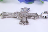58 mm Long Cubic Zirconia Encrusted Cross Necklace, made from solid Sterling Silver