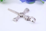 47 mm Long Cubic Zirconia Encrusted Cross Necklace, made from solid Sterling Silver