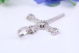47 mm Long Cubic Zirconia Encrusted Cross Necklace, made from solid Sterling Silver