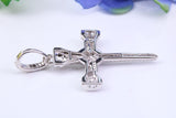 47 mm Long Cubic Zirconia Encrusted Cross Necklace, made from solid Sterling Silver