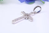 44 mm Long Cubic Zirconia Encrusted Cross Necklace, made from solid Sterling Silver