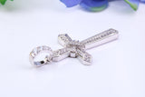 44 mm Long Cubic Zirconia Encrusted Cross Necklace, made from solid Sterling Silver