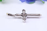44 mm Long Cubic Zirconia Encrusted Cross Necklace, made from solid Sterling Silver