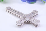 54 mm Long Cubic Zirconia Encrusted Cross Necklace, made from solid Sterling Silver