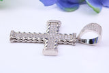 49 mm Long Cubic Zirconia Encrusted Cross Necklace, made from solid Sterling Silver