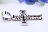 49 mm Long Cubic Zirconia Encrusted Cross Necklace, made from solid Sterling Silver