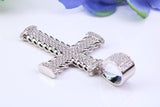 49 mm Long Cubic Zirconia Encrusted Cross Necklace, made from solid Sterling Silver