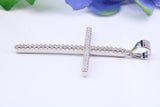 50 mm Long Cubic Zirconia Encrusted Cross Necklace, made from solid Sterling Silver