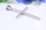 50 mm Long Cubic Zirconia Encrusted Cross Necklace, made from solid Sterling Silver