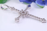 65 mm Long Cubic Zirconia Encrusted Cross Necklace, made from solid Sterling Silver