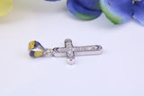 Small Cubic Zirconia set Cross Necklace, made from solid Sterling Silver