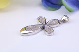 34 mm Long Cubic Zirconia Encrusted Cross Necklace, made from solid Sterling Silver