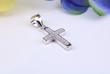 Small Cubic Zirconia set Cross Necklace, made from solid Sterling Silver