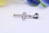 Small Cubic Zirconia set Cross Necklace, made from solid Sterling Silver