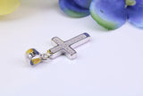 Small Cubic Zirconia set Cross Necklace, made from solid Sterling Silver