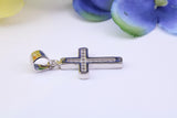 Small Cubic Zirconia set Cross Necklace, made from solid Sterling Silver