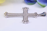 46 mm Long Cubic Zirconia Encrusted Cross Necklace, made from solid Sterling Silver