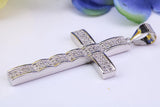 50 mm Long Cubic Zirconia Encrusted Cross Necklace, made from solid Sterling Silver