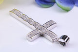 50 mm Long Cubic Zirconia Encrusted Cross Necklace, made from solid Sterling Silver