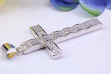 50 mm Long Cubic Zirconia Encrusted Cross Necklace, made from solid Sterling Silver