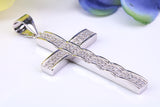 50 mm Long Cubic Zirconia Encrusted Cross Necklace, made from solid Sterling Silver