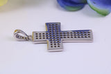 35 mm Long Cubic Zirconia Encrusted Cross Necklace, made from solid Sterling Silver