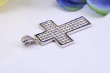 35 mm Long Cubic Zirconia Encrusted Cross Necklace, made from solid Sterling Silver
