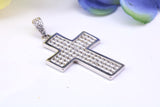35 mm Long Cubic Zirconia Encrusted Cross Necklace, made from solid Sterling Silver