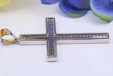 50 mm Long Cubic Zirconia Encrusted Cross Necklace, made from solid Sterling Silver
