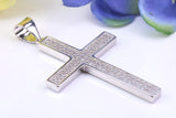 50 mm Long Cubic Zirconia Encrusted Cross Necklace, made from solid Sterling Silver