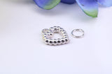 Love Heart Charm, Traditional Charm, Made from Solid 925 Grade Sterling Silver, Complete with Attachment Link