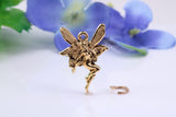 Fairy Charm, Made from Solid Cast Yellow Gold, Complete with Attachment Link