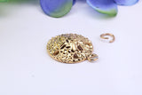 Star Fish Fossil Charm, Made from Solid Yellow Gold, Complete with Attachment Link