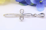 40 mm Long, Open Cross, Made From Solid Cast Silver