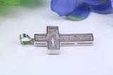 33 mm Long Cubic Zirconia Encrusted Cross Necklace, made from solid Sterling Silver