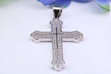 48 mm Long Cubic Zirconia Encrusted Cross Necklace, made from solid Sterling Silver
