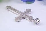 48 mm Long Cubic Zirconia Encrusted Cross Necklace, made from solid Sterling Silver