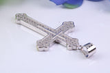 48 mm Long Cubic Zirconia Encrusted Cross Necklace, made from solid Sterling Silver