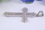48 mm Long Cubic Zirconia Encrusted Cross Necklace, made from solid Sterling Silver