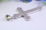 48 mm Long Cubic Zirconia Encrusted Cross Necklace, made from solid Sterling Silver