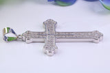 48 mm Long Cubic Zirconia Encrusted Cross Necklace, made from solid Sterling Silver