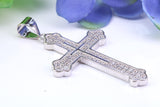 48 mm Long Cubic Zirconia Encrusted Cross Necklace, made from solid Sterling Silver