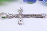 53 mm Long Cubic Zirconia Encrusted Cross Necklace, made from solid Sterling Silver