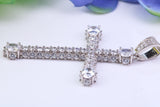 53 mm Long Cubic Zirconia Encrusted Cross Necklace, made from solid Sterling Silver