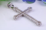 53 mm Long Cubic Zirconia Encrusted Cross Necklace, made from solid Sterling Silver