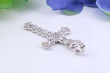 35 mm Long Cubic Zirconia Encrusted Cross Necklace, made from solid Sterling Silver