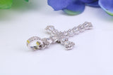 35 mm Long Cubic Zirconia Encrusted Cross Necklace, made from solid Sterling Silver
