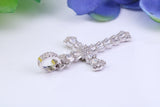 35 mm Long Cubic Zirconia Encrusted Cross Necklace, made from solid Sterling Silver